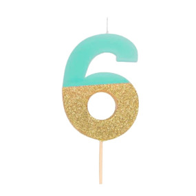 Vela 6 Menta Glitter